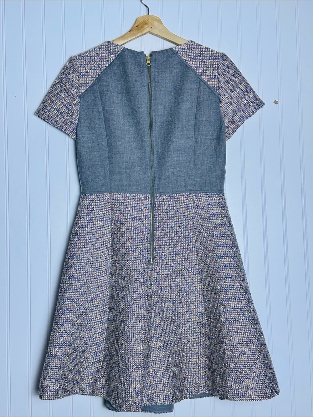 J.Crew Metallic Mixed Tweed Fit & Flare Dress Sz 6 A-line, fit-and-flare Office - Picture 9 of 13